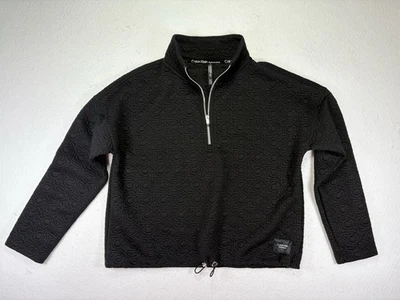 Calvin Klein Women’s Large drawstring hem  half-zip Black Pullover - Image 1 of 4