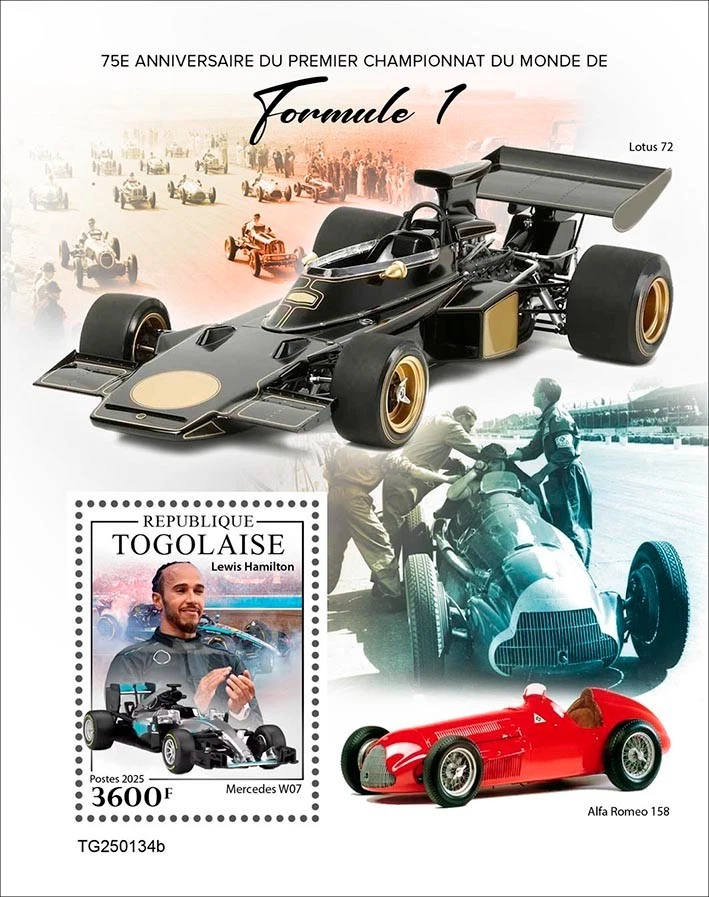 Formula 1 Lewis Hamilton MNH Stamps 2025 Togo S/S - Image 1 of 1