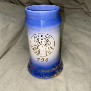 VINTAGE  1985 BPOE ELKS LODGE 794 Blue And Gold Porcelain Beer Says Ken  On It - Picture 1 of 7