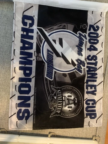 VTG NHL TAMPA BAY LIGHTNING CAR WINDOW FAN FLAG 04 Stanley Cup Lot Of 2 Rico Cover