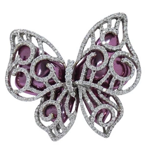Cierin Butterfly Diamond 1.63ct Ring K18 White Gold Purple US 6.5 - Picture 1 of 8