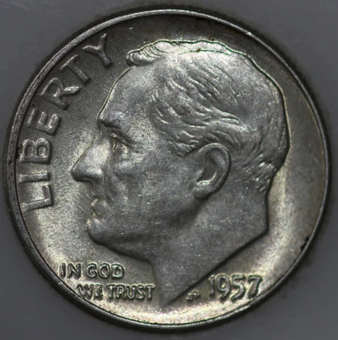 * 1957-P Roosevelt Dime 90% Silver, Popular Collector Coin As Shown Cover