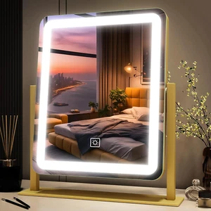 FENNIO Vanity Mirror with Lights - 15"x12.6" LED Lighted Makeup Mirror, Large Ma - Picture 1 of 8
