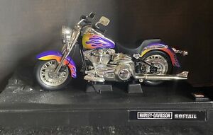 Hot Wheels Harley-Davidson Softtail 1:10 Scale Motorcycle Purple w/ Flames