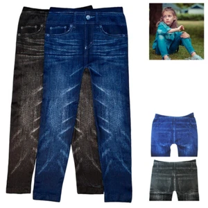 2 Girls Jegging Leggings Ballerina Stretch Denim Jeans Blue Black Kid S/M - Picture 1 of 1
