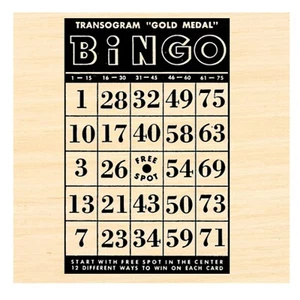 P123 Vintage Bingo Game Card Miniature Rubber Stamp - Picture 1 of 1