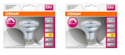 2x Osram LED Superstar PAR16 80 36° GU10 dimmbar 8,3W = 80W EEK:F (Spektrum A-G) - Bild 1 von 2