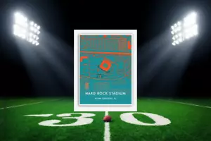 Miami Dolphins Hard Rock Stadion Lagekarte Druck NFL Stadion Kunstdruck Dekor - Bild 1 von 6