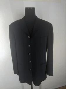 Zanetti  Vintage Rare 5 Button 100% Wool Black Blazer Made In Italy 44 -46-Long  - Picture 1 of 8