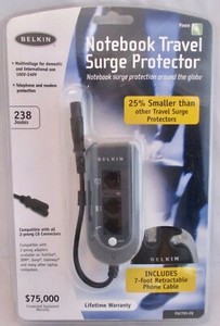 Belkin Notebook Travel Surge Protector F5C791-C8 New Sealed Retractable Cord 