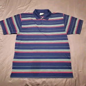 BKLYN Unltd Co. Collared Polo Short Sleeve Mens XL Blue Green & Red Striped - Picture 1 of 7