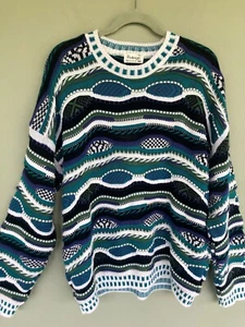 Vintage Protege Sweater XL 3D Knit 90s Coogi Style Cosby Grandpa Biggie Hip Hop - Bild 1 von 12