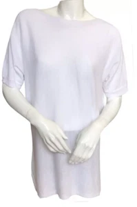 Easywear CHICO’S 2 (12-14) White Knit Top Boat Neck Short Sleeves Dolman Bateau - Picture 1 of 10