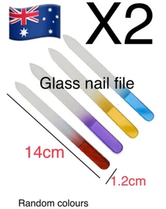 2x Crystal Glass Nail 14cm 2 Way Files Polishing Tool Manicuring Manicure Care - Picture 1 of 4