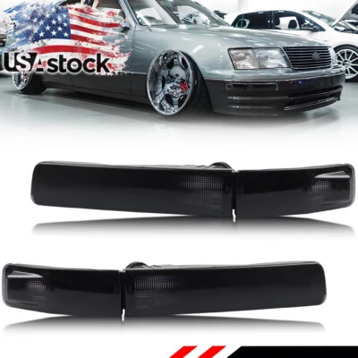 Smoked Front Parking Turn Signal Side Marker Lights For 1995-1997 Lexus LS400 - Image 1 of 4