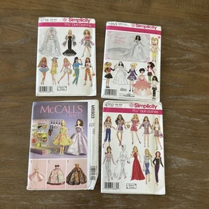 Simplicity, McCalls  Barbie Doll Clothes Sewing Fabric Pattern, Lot Of 4, Uncut - Picture 1 of 5
