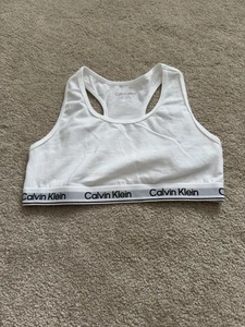 New Calvin Klein Girls White Bralette, UK Size 10-12 Years - Picture 1 of 10