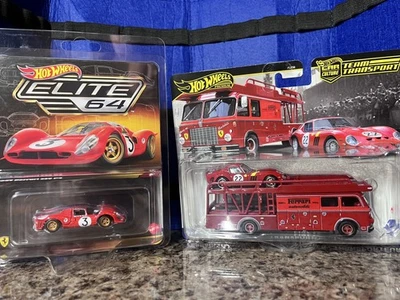 *READY TO SHIP HW Ferrari Team Transport 250GTO Hauler & Elite 64 Ferrari 330 P4 - image 1 of 4