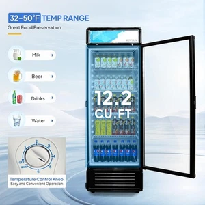 Glass Door Refrigerator Commercial Beverage Refrigerators w/LED Light, 12.2Cu.ft - Picture 1 of 8