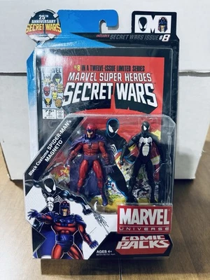 Marvel Universe Comic Pack Secret Wars Black Costume Spider-Man & Magneto Rare. - Image 1 of 4