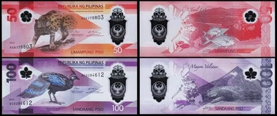 Philippines 2 Pcs SET, 50 100 Piso 2024 2025, UNC, P-237 238, New Design - Image 1 of 3