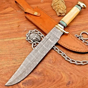 CUSTOM Handmade DAMASCUS STEEL KNIFE Hunting Knife Bowie KNIFE W/SHEATH -IS-4987 - Picture 1 of 10