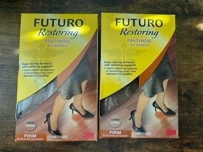 Futuro Restoring Brief Cut Panty Pantyhose Firm Compression Nude Large 2 Pack - Image 1 of 3