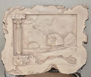 Scultura firmata artista "vento grigio" stile egiziano Veldon Simpson decorazione arte parete - Foto 1 di 14