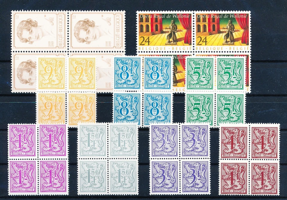 LS61173 Belgium opera & Astrid heraldic lion blocks of 4 MNH - Image 1 of 1