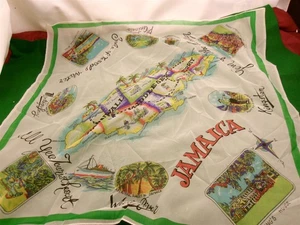 Jamaica map Scarf kerchief souvenir 28" x 31" All year tourist resort S293 - Picture 1 of 6