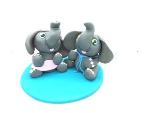 Boy and girl elephant figurine / cake topper - Picture 1 of 8