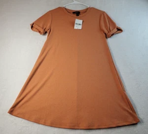 FOREVER 21 T Shirt Dress Womens Small Orange Polyester Short Sleeve Crew Neck - Picture 1 of 10