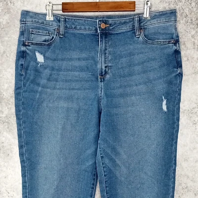 Jeans Sonoma feminino angustiado corte reto tamanho 16 stretch azul lavagem média - Imagem 1 de 4