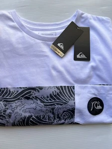 Quiksilver Mens White Cotton Bim You Pocket Deluxe Tee Casual T-Shirt Size M - Picture 1 of 8