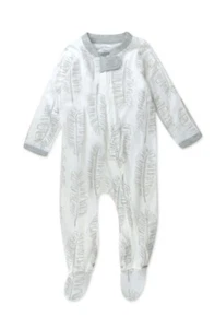 Honest Baby Clothing Baby Boy or Girl Leaf Gray Organic Sleep N Play 0-3 Months - Picture 1 of 6