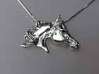 Arabian Horse Pendant w stone  Chain Sterling Silver Necklace Equestrian Jewelry