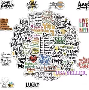 50Pcs Encouragement Phrases Happy Love Unique Real Positivity Vinyl Stickers - Picture 1 of 6
