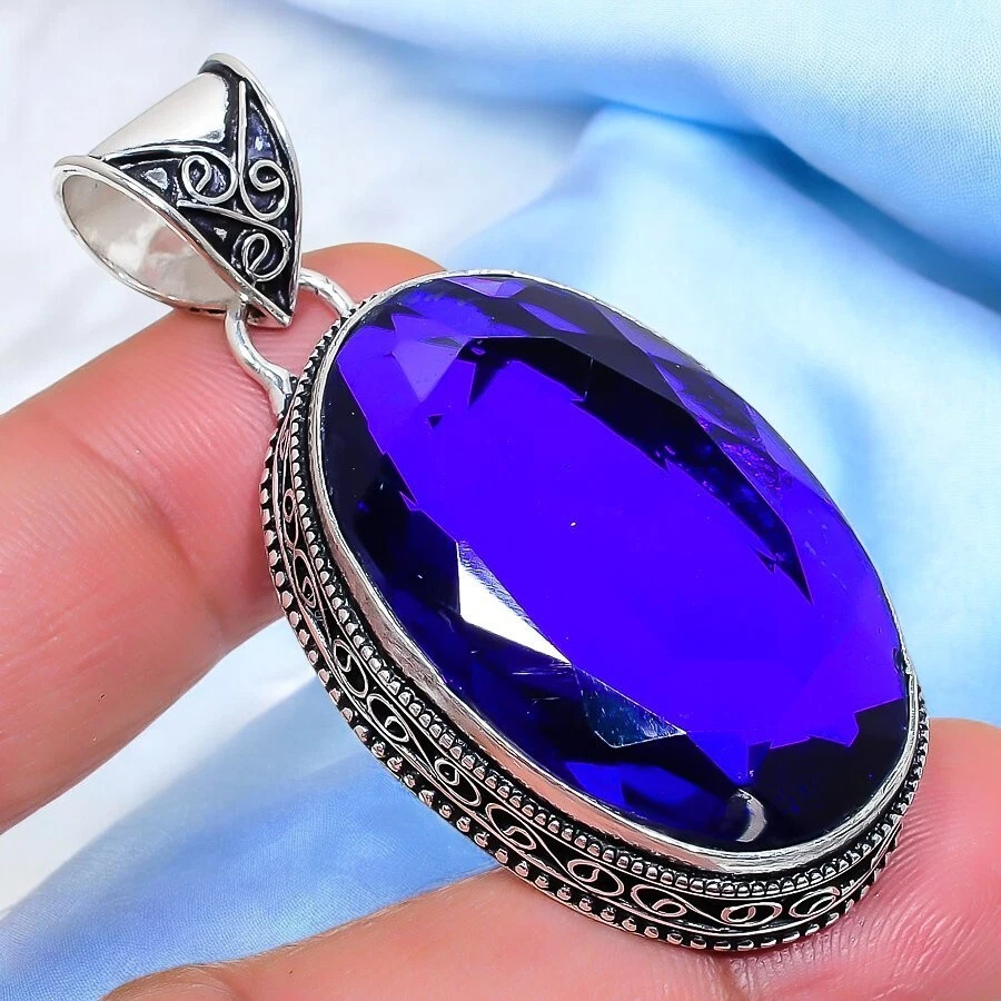 Tanzanite gemstone handmade 925 sterling silver jewelry pendant - Image 1 of 1