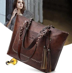 Fashion Women Faux Leather Handbags Tote Shoulder Bag Messenger Crossbody Purse - Picture 1 of 15