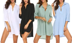 Women's Lightweight Cover Up Shirt , swimsuit Beach Cover Up Shirt Bikini - Picture 1 of 21