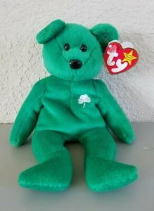 1997 Ty Beanie Baby ERIN Green Irish Bear Clover P E PELLETS - Picture 1 of 10