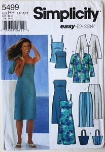 Simplicity 5499 EASY Misses Strap Dress Top Pants Bag Sewing Pattern Sz 6-12 - Picture 1 of 1