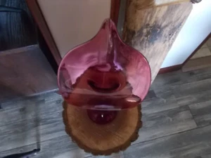 Rare jack in the pulpet cranberry hand blown glass vase.Exquisite piece - Picture 1 of 8