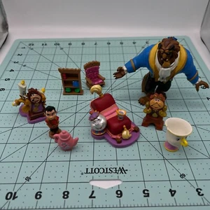 Disney Store BEAUTY & THE BEAST PVC Figure Set Lot Gaston Lumiere Mrs Potts Chip - Picture 1 of 7