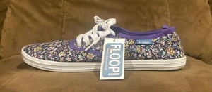 Floopi Purple Floral Print Size 11 NWT Sneakers - Picture 1 of 7