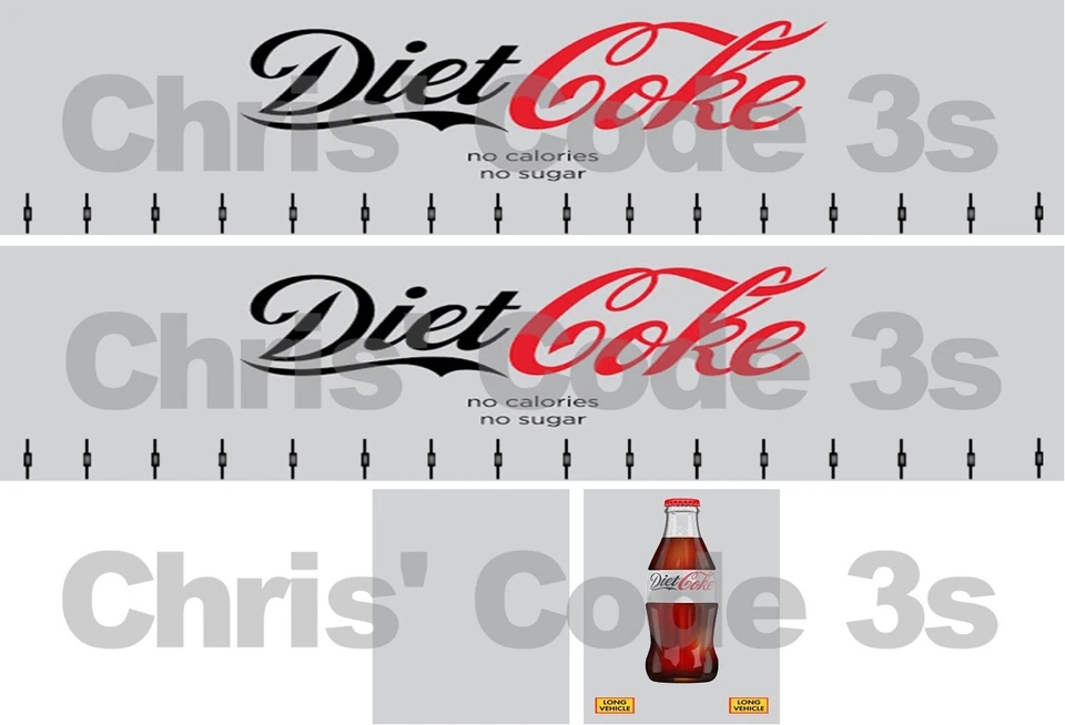 Code 3 Adhesive Vinyl Trailer Decal - Diet Coke livery 1/50 1/76 1/148 1/64 1/87 - Image 1 of 1