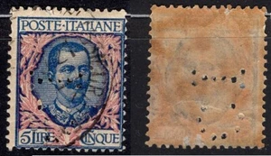 FP0106 Perfin C.I. Credito Italiano su lire serie floreale - Picture 1 of 1