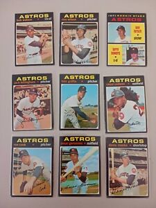 Lot of 9 1971 Topps HOUSTON ASTROS  vintage cards,  BOB WATSON, CESAR CEDENO
