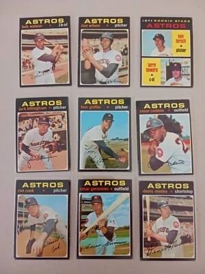 Lot of 9 1971 Topps HOUSTON ASTROS  vintage cards,  BOB WATSON, CESAR CEDENO - Image 1 of 4