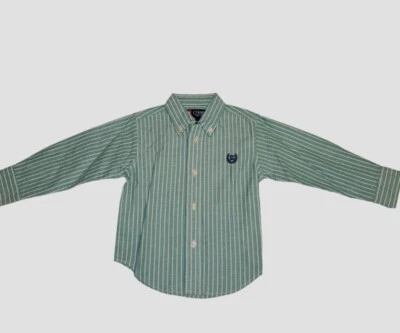 Camisa Chaps Niño 18 Meses Rayas Verde Manga Larga Botón Delantero Nueva 0598 Foto 1 de 4